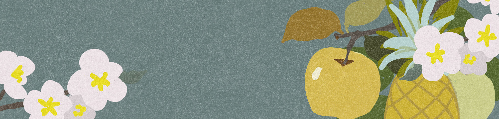 Decorative, illustrated floral arrangement